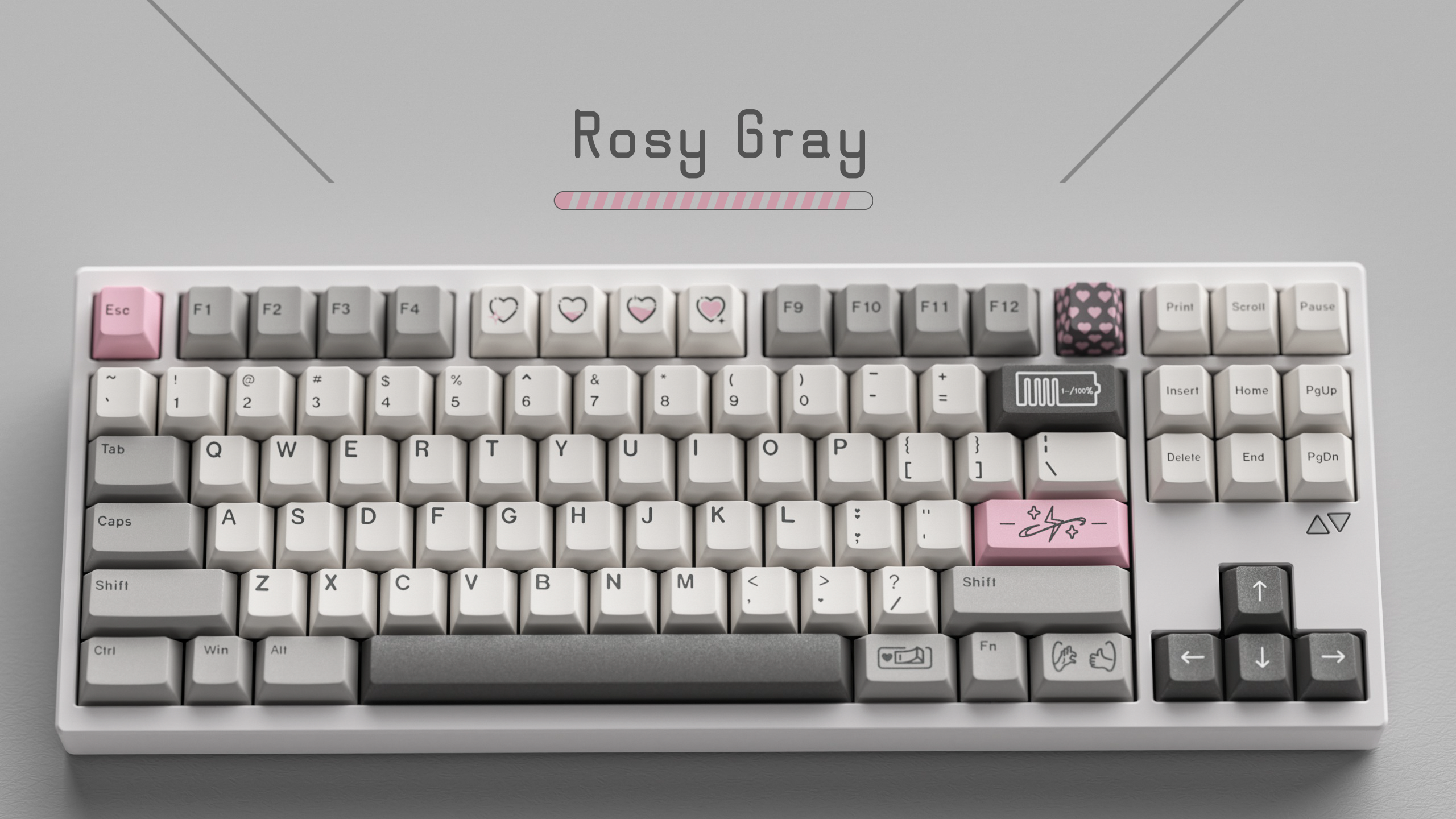 TOXICRA Rosy Gray Cherry Profile Keycaps