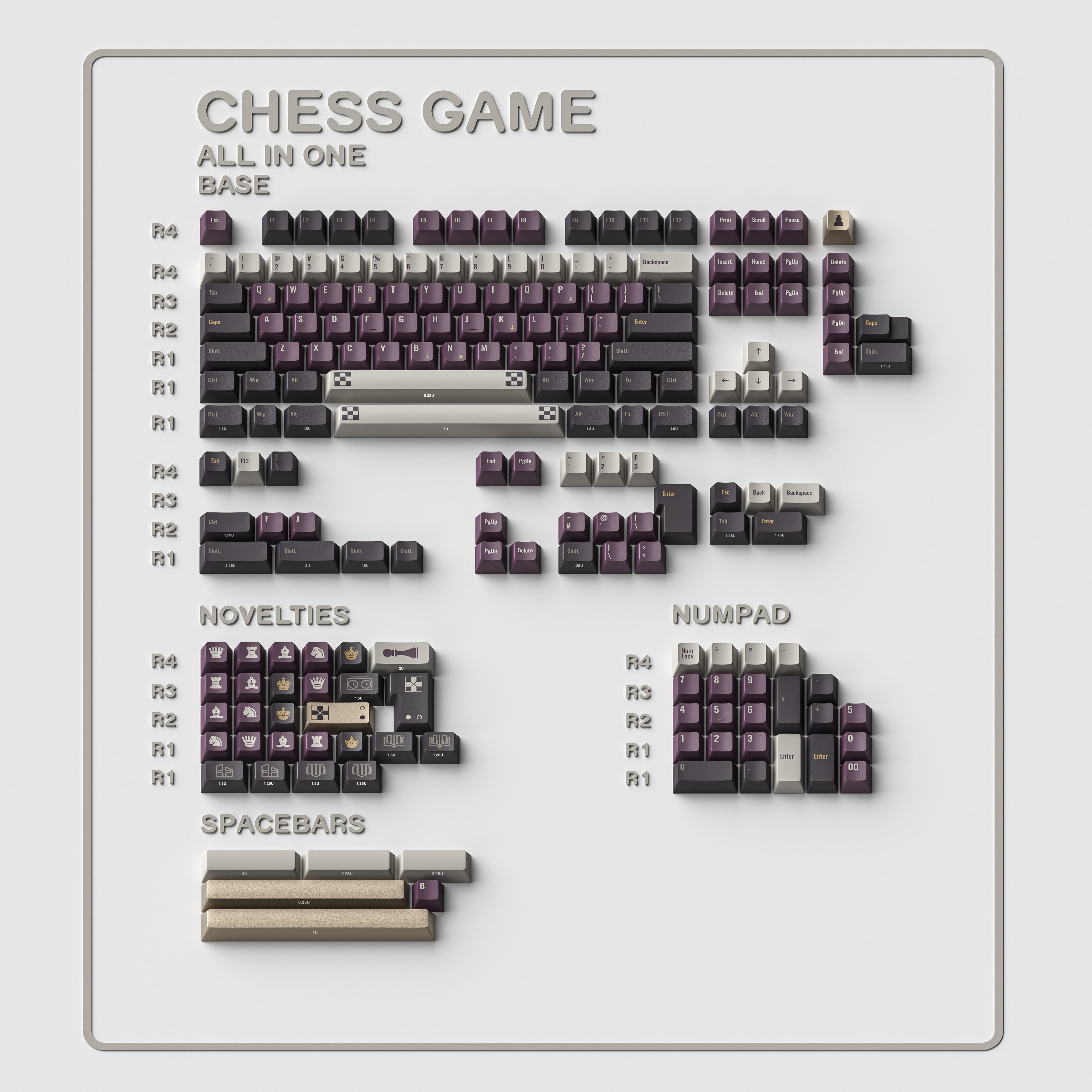 ALOHAKB CHESS GAME Cherry Profile Keycaps Dye-Sublimation+Gilding