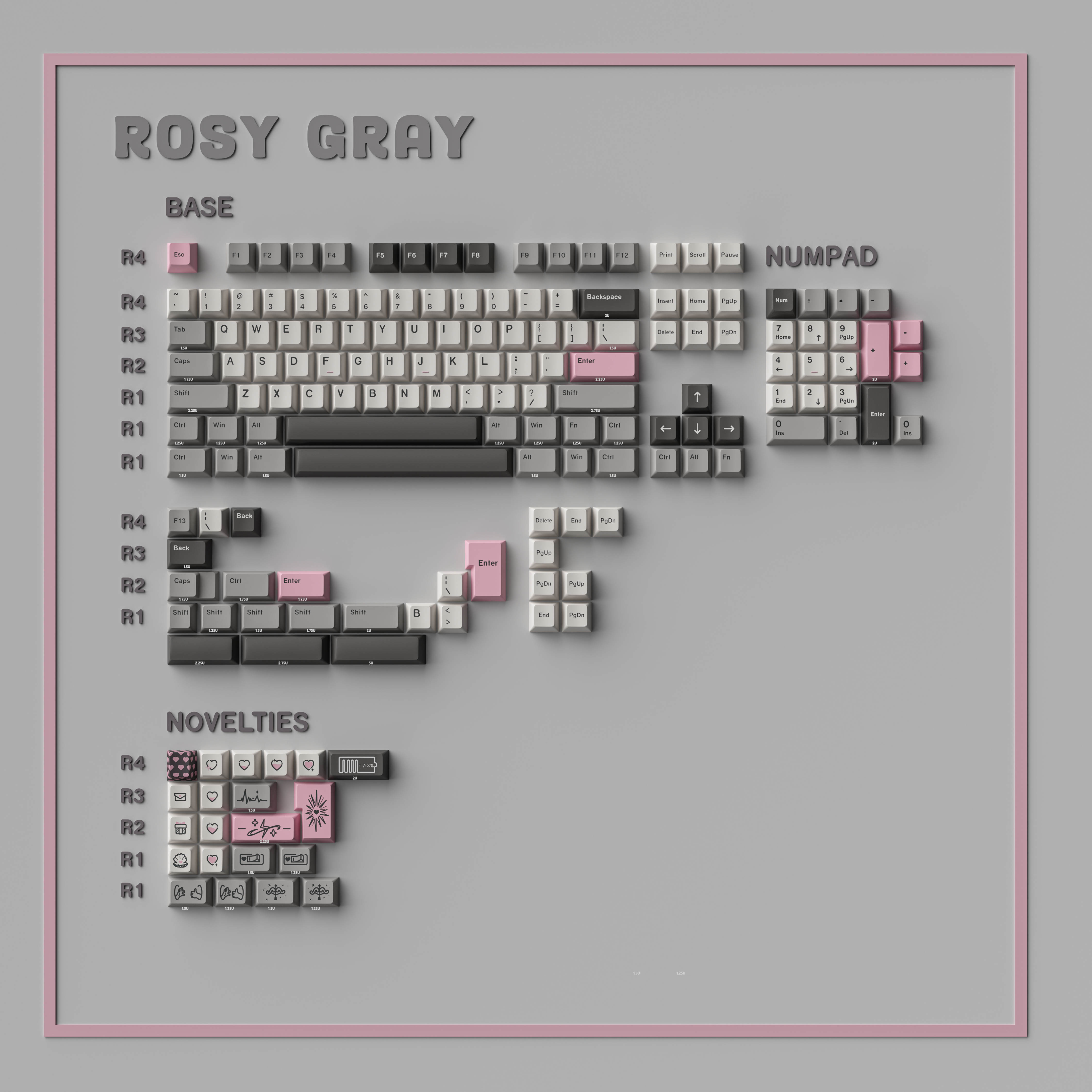 TOXICRA Rosy Gray Cherry Profile Keycaps