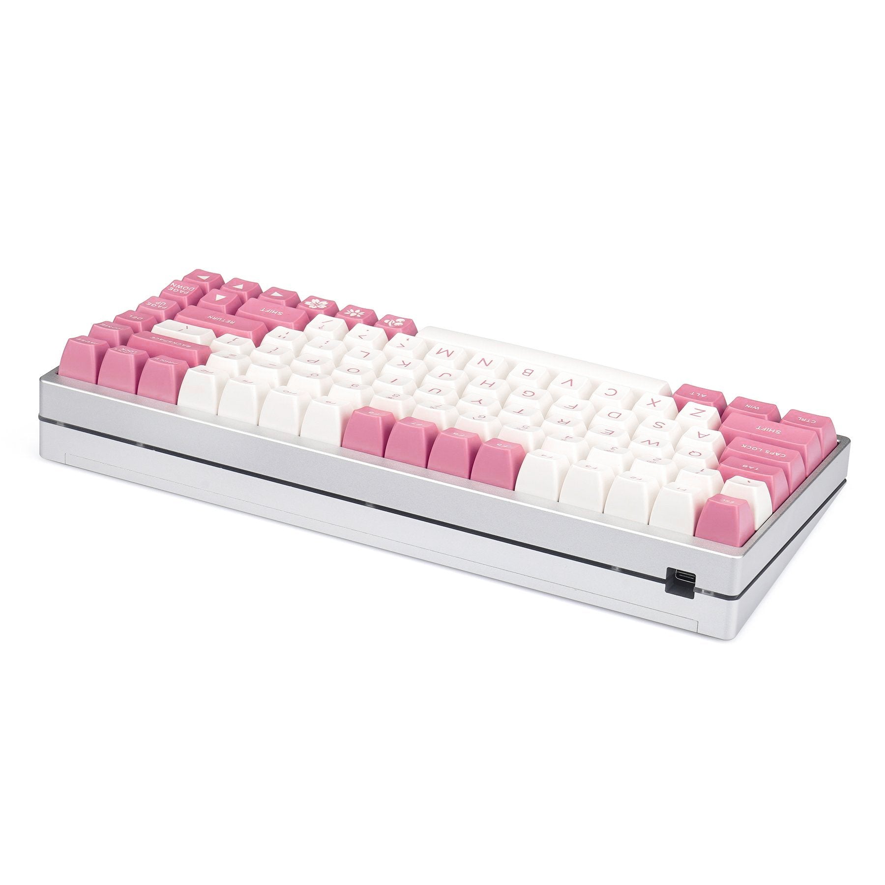 MAXKEY Pink White SA Profile Doubleshot ABS Keycaps Set